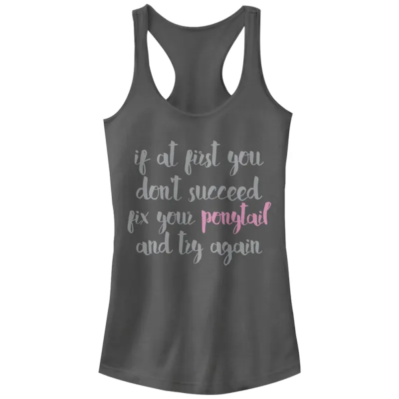 Junior's CHIN UP Fix Your Ponytail Racerback Tank Top sold by Chin Up Apparel