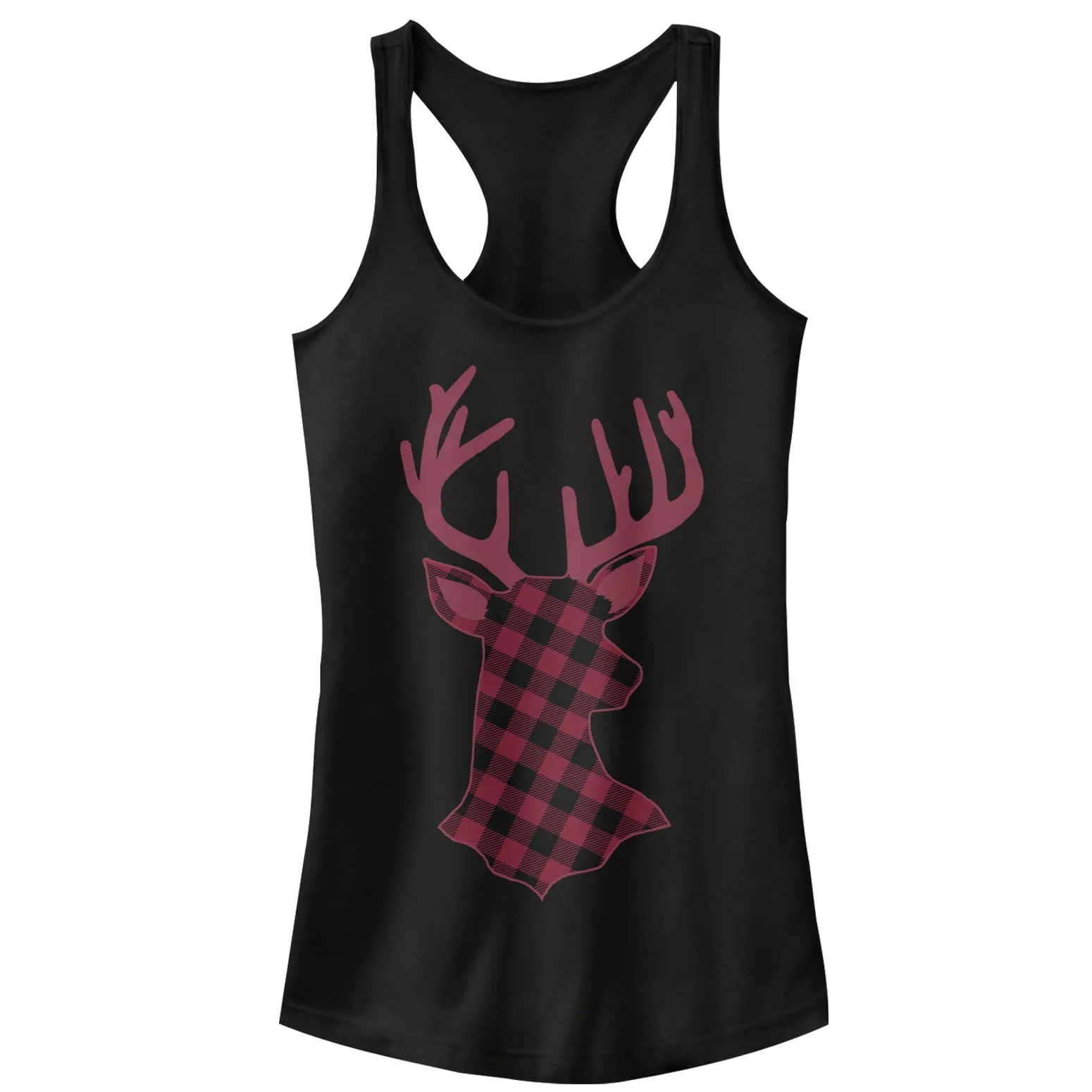 Junior's CHIN UP Christmas Flannel Reindeer Print Racerback Tank Top sold by Chin Up Apparel