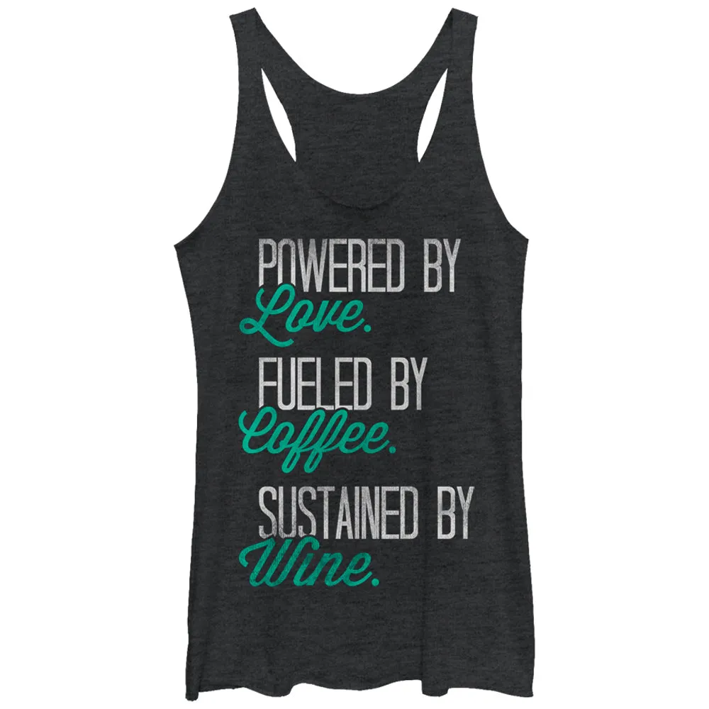 Women's CHIN UP Powered by Love Fueled by Coffee Racerback Tank Top sold by Chin Up Apparel