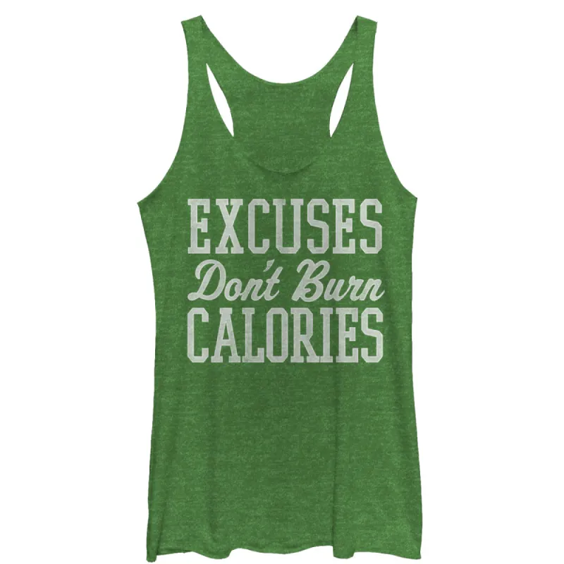 Women's CHIN UP Excuses Don't Burn Calories Racerback Tank Top made by Chin Up Apparel