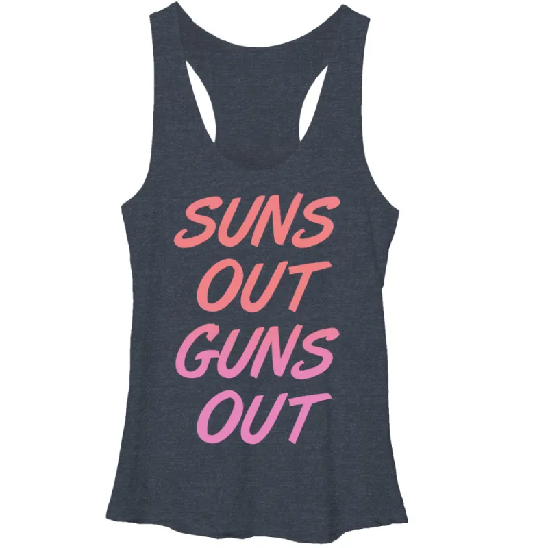 Women's CHIN UP Sun's Out Guns Out Racerback Tank Top sold by Chin Up Apparel