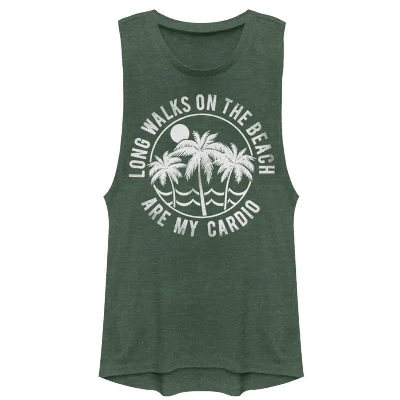 Junior's CHIN UP Beach Walks Are My Cardio Festival Muscle Tee sold by Chin Up Apparel