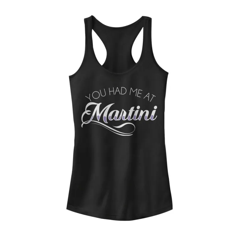 Junior's CHIN UP Had Me at Martini Racerback Tank Top sold by Chin Up Apparel