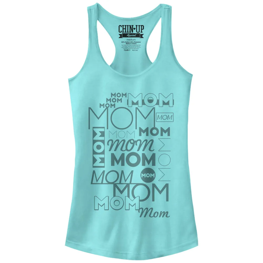 Junior's CHIN UP Mom Mom Mom Racerback Tank Top sold by Chin Up Apparel