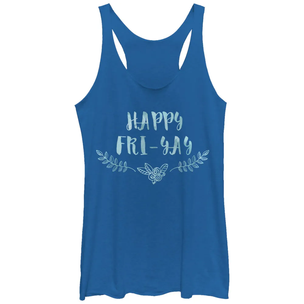 Women's CHIN UP Happy Friday Yay Racerback Tank Top sold by Chin Up Apparel