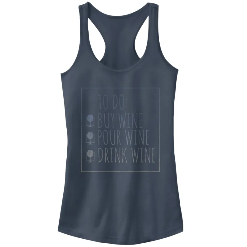 Junior's CHIN UP Wine To Do List Racerback Tank Top sold by Chin Up Apparel