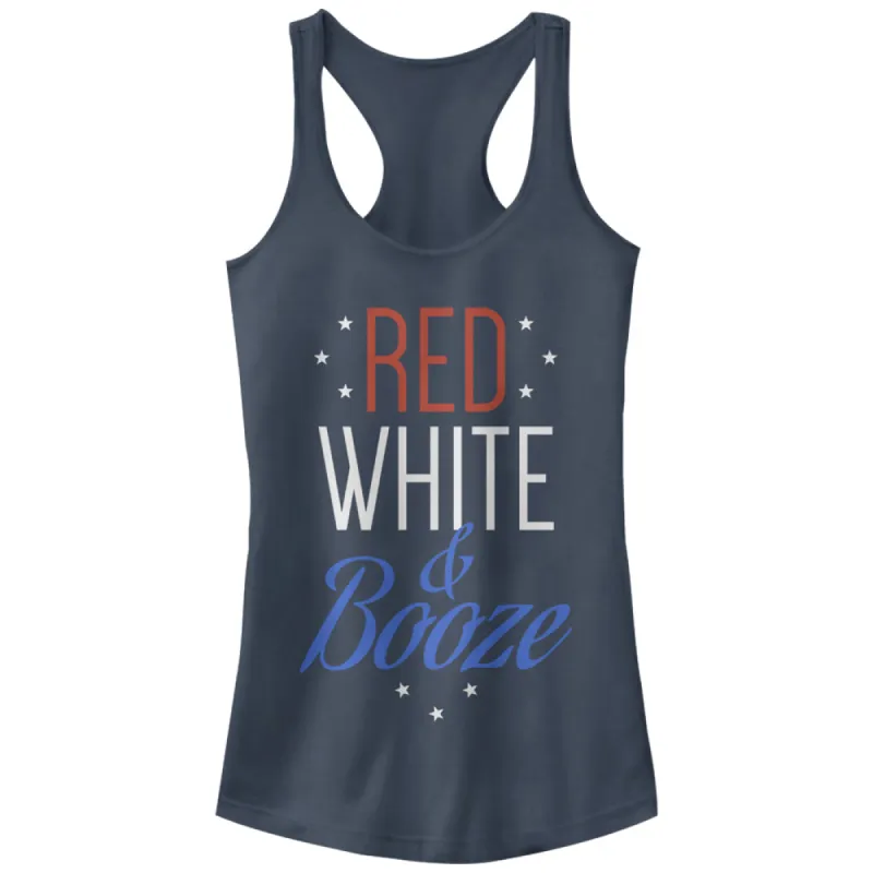Junior's CHIN UP 4th of July and Booze Racerback Tank Top sold by Chin Up Apparel