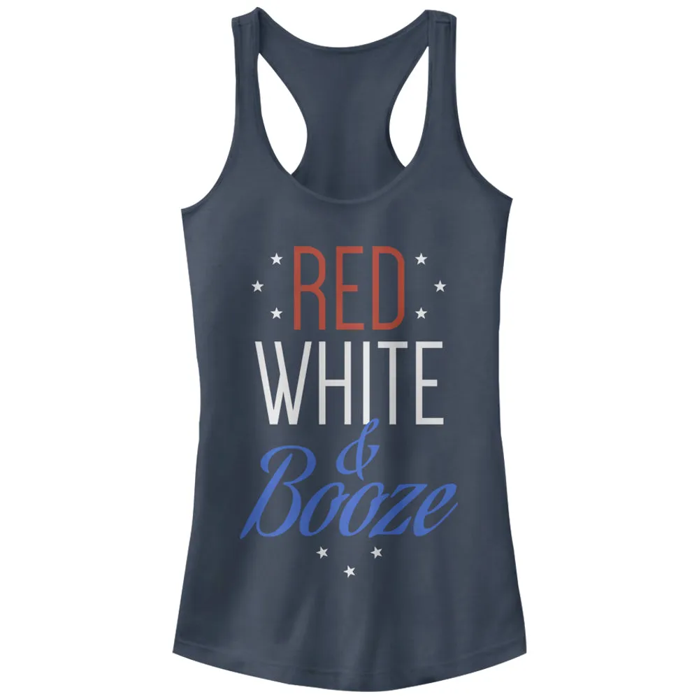 Junior's CHIN UP 4th of July and Booze Racerback Tank Top sold by Chin Up Apparel