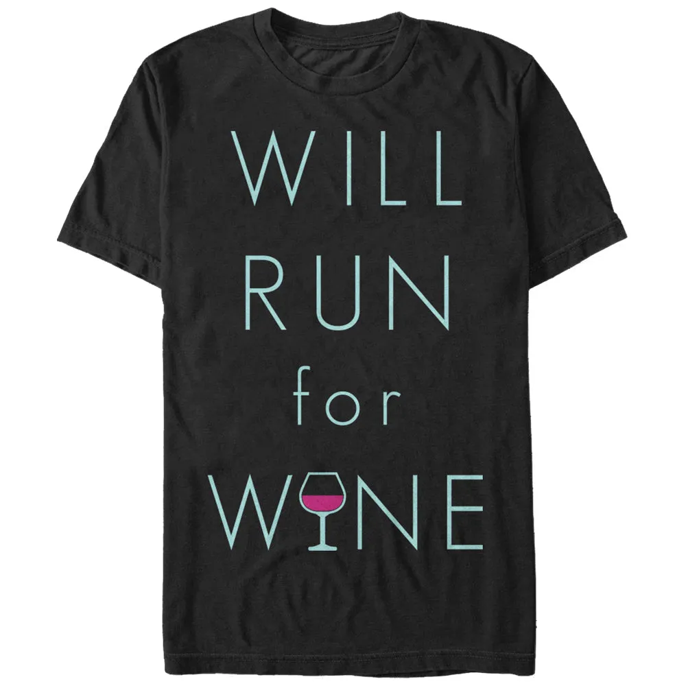 Men's CHIN UP Will Run For Wine Glass T-Shirt sold by Chin Up Apparel