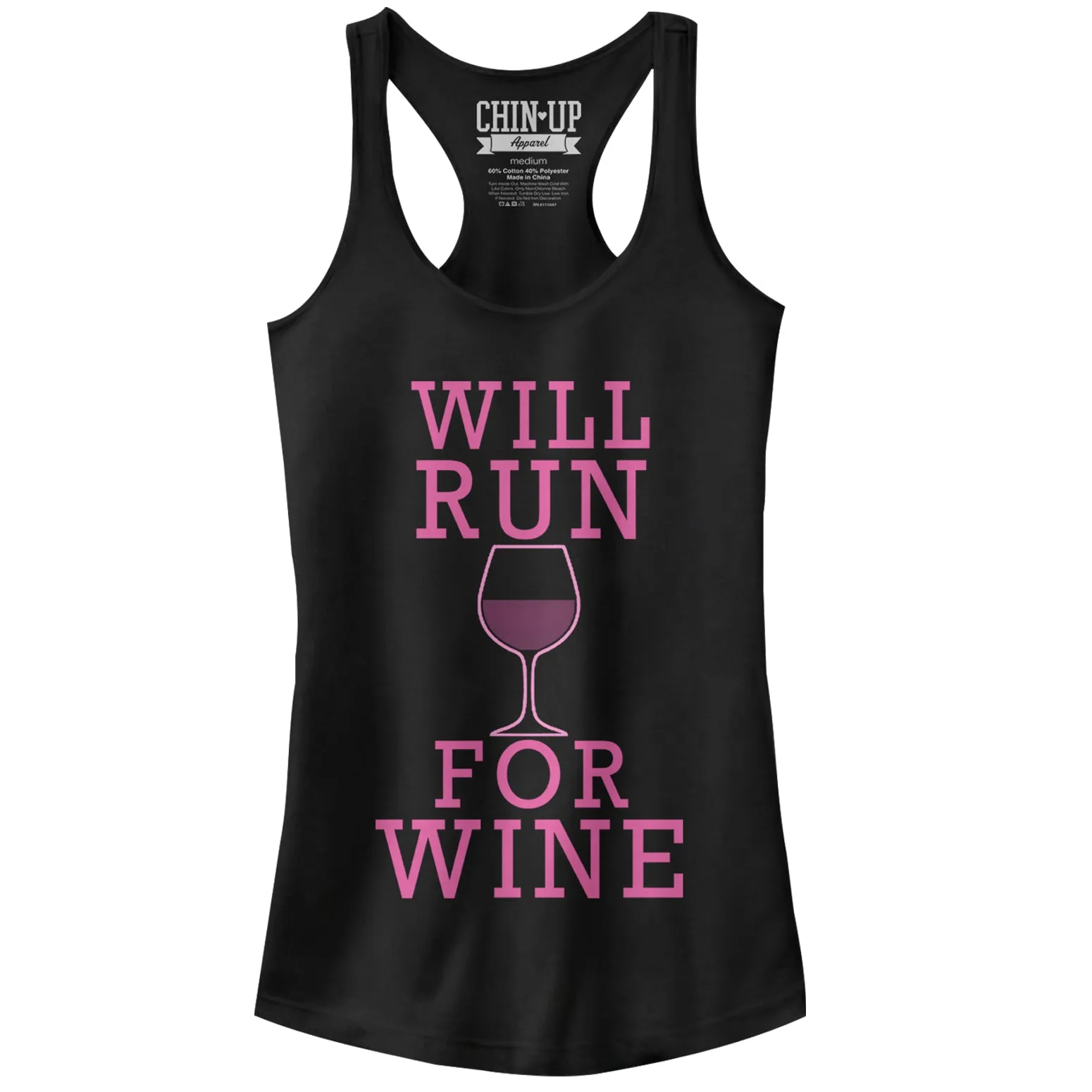 Junior's CHIN UP Run for Wine Racerback Tank Top sold by Chin Up Apparel