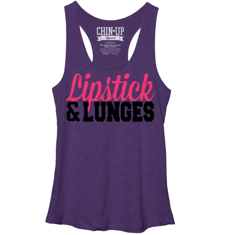 Women's CHIN UP Lipstick and Lunges Racerback Tank Top sold by Chin Up Apparel