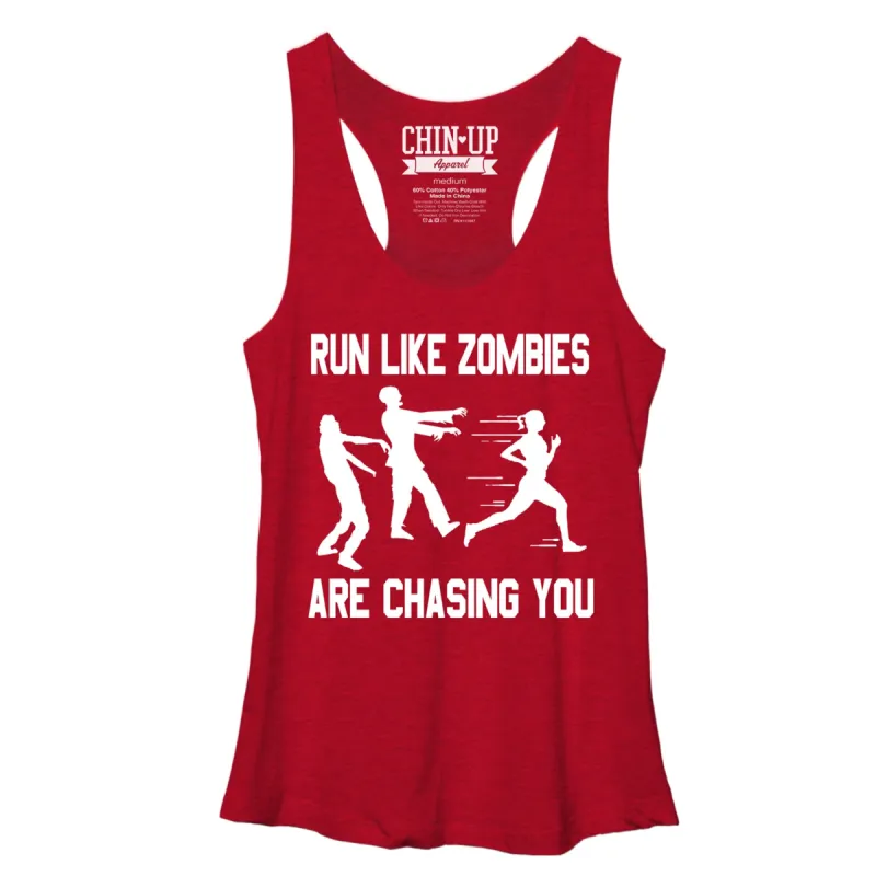 Women's CHIN UP Zombies are Chasing You Racerback Tank Top sold by Chin Up Apparel