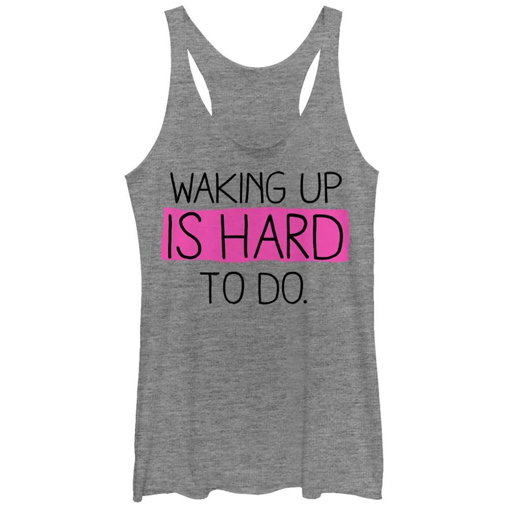 Women's CHIN UP Waking Up Is Hard To Do Racerback Tank Top sold by Chin Up Apparel