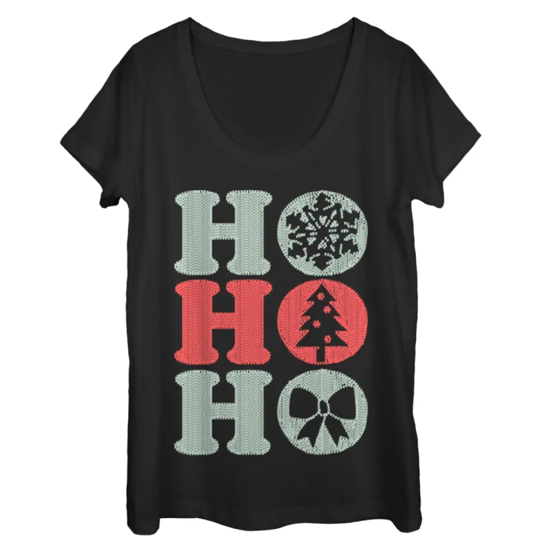 Women's CHIN UP Christmas Ho Ho Ho Stitch Print Scoop Neck made by Chin Up Apparel