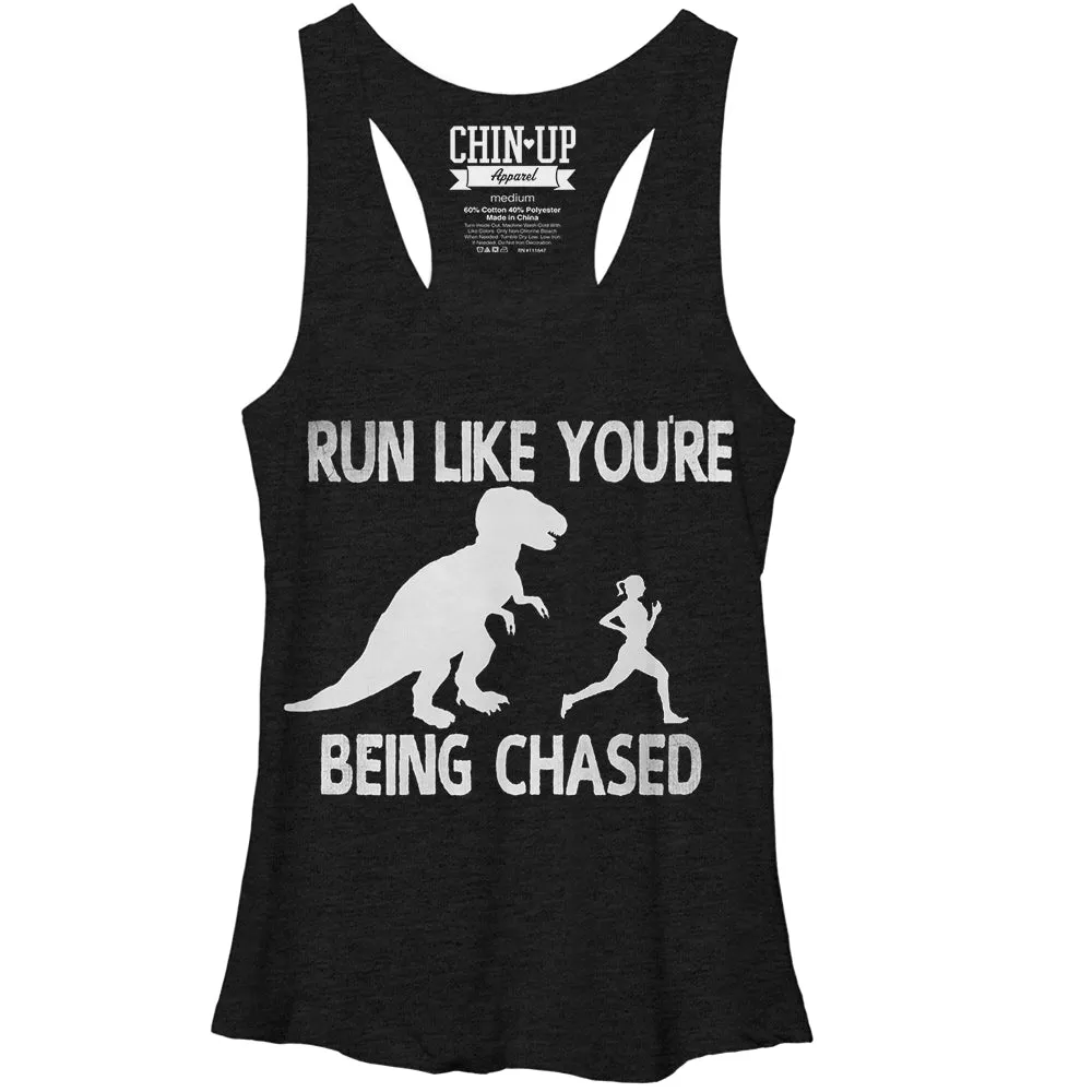 Women's CHIN UP Dinosaur Run Racerback Tank Top sold by Chin Up Apparel