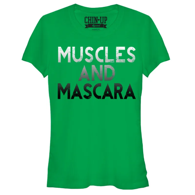 Junior's CHIN UP Muscles and Mascara T-Shirt sold by Chin Up Apparel