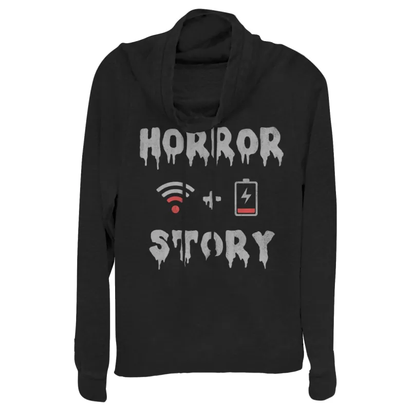 Junior's CHIN UP Halloween WIFI Horror Story Cowl Neck Sweatshirt sold by Chin Up Apparel
