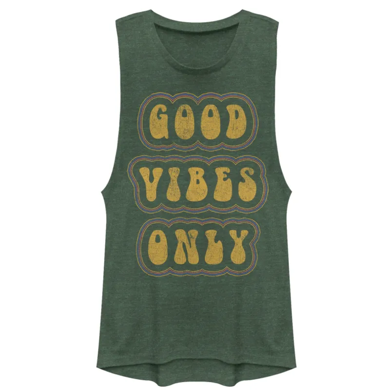 Junior's CHIN UP Retro Good Vibes Only Festival Muscle Tee sold by Chin Up Apparel