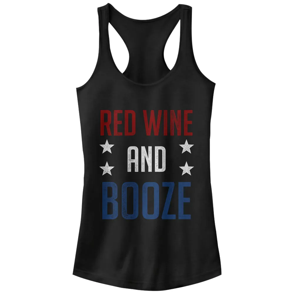 Junior's CHIN UP 4th of July Wine and Booze Racerback Tank Top sold by Chin Up Apparel