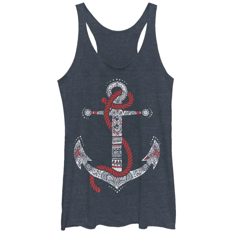 Women's CHIN UP Henna Anchor Racerback Tank Top sold by Chin Up Apparel