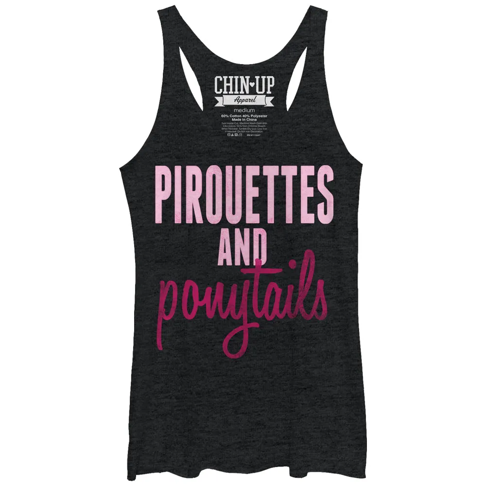 Women's CHIN UP Pirouettes and Ponytails Racerback Tank Top sold by Chin Up Apparel