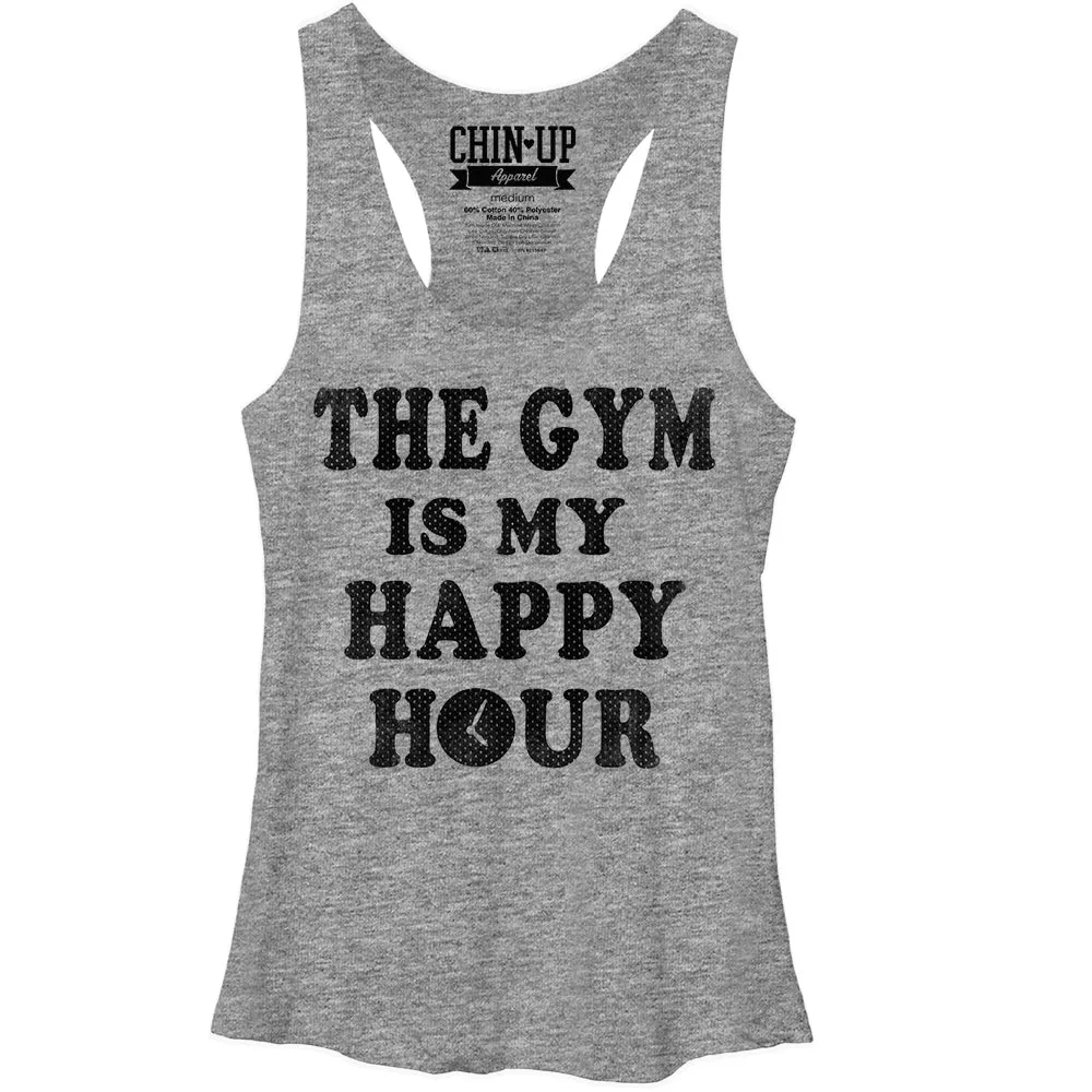 Women's CHIN UP The Gym is my Happy Hour Racerback Tank Top sold by Chin Up Apparel
