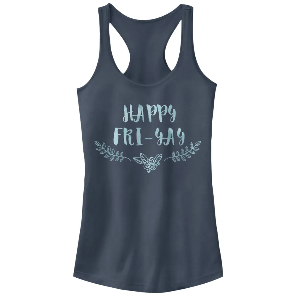 Junior's CHIN UP Happy Friday Yay Racerback Tank Top sold by Chin Up Apparel