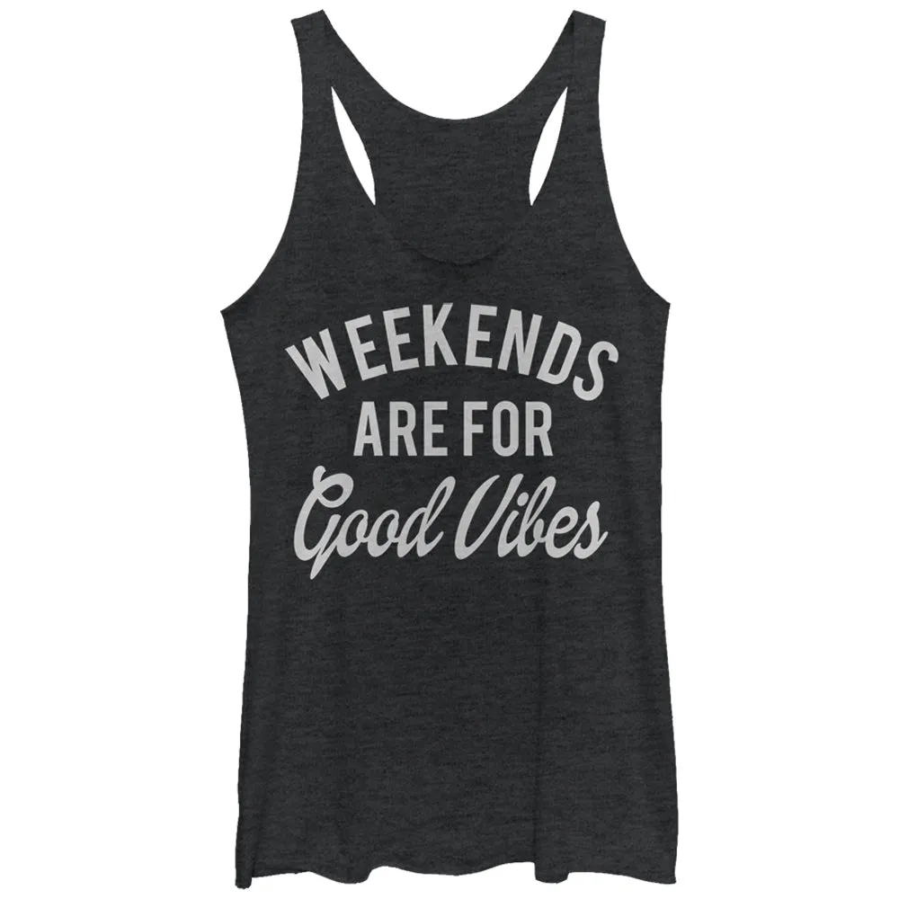 Women's CHIN UP Weekends are for Good Vibes Racerback Tank Top sold by Chin Up Apparel