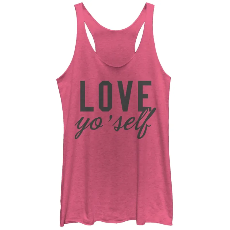 Women's CHIN UP Valentine's Day Love Yo' Self Racerback Tank Top sold by Chin Up Apparel