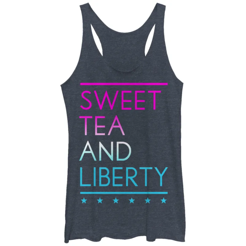 Women's CHIN UP 4th of July Sweet Tea and Liberty Racerback Tank Top sold by Chin Up Apparel