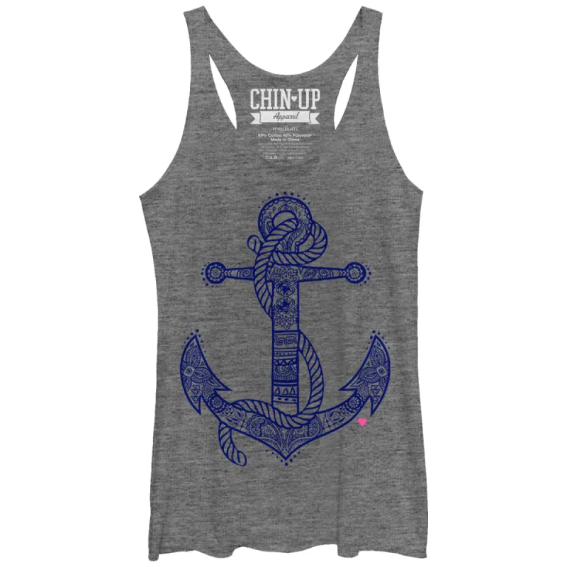 Women's CHIN UP Henna Anchor Racerback Tank Top sold by Chin Up Apparel