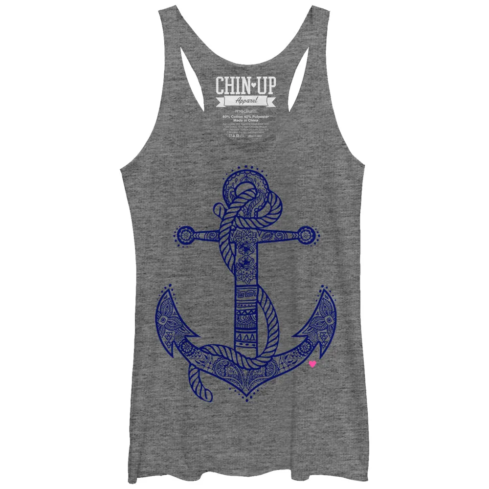 Women's CHIN UP Henna Anchor Racerback Tank Top sold by Chin Up Apparel