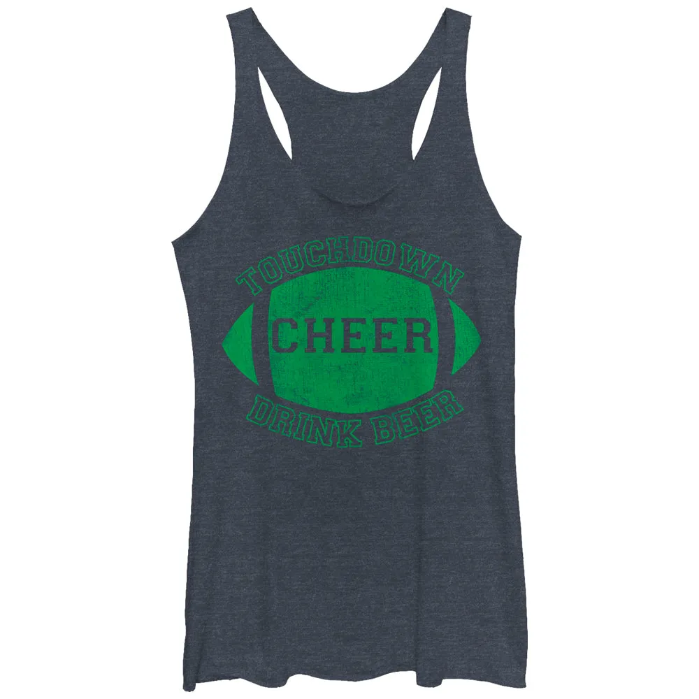Women's CHIN UP Football Touchdown Cheer Drink Beer Racerback Tank Top sold by Chin Up Apparel