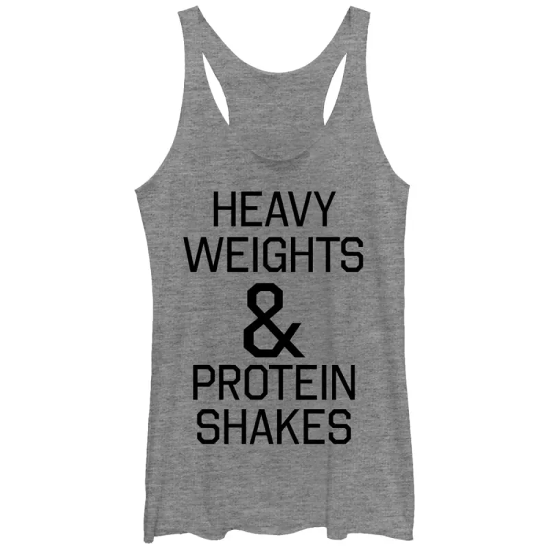 Women's CHIN UP Heavy Weights and Protein Shakes Racerback Tank Top sold by Chin Up Apparel