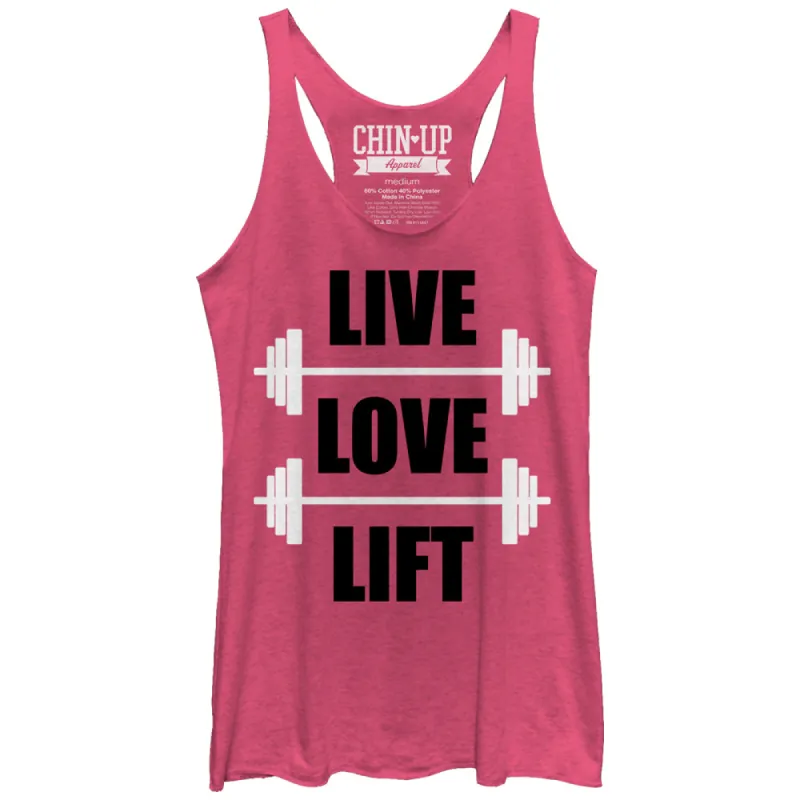 Women's CHIN UP Live Love Lift Racerback Tank Top sold by Chin Up Apparel