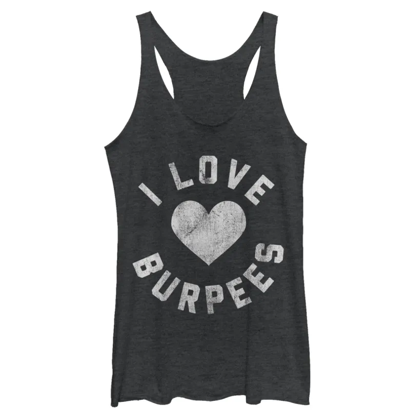 Women's CHIN UP I Love Burpees Racerback Tank Top sold by Chin Up Apparel