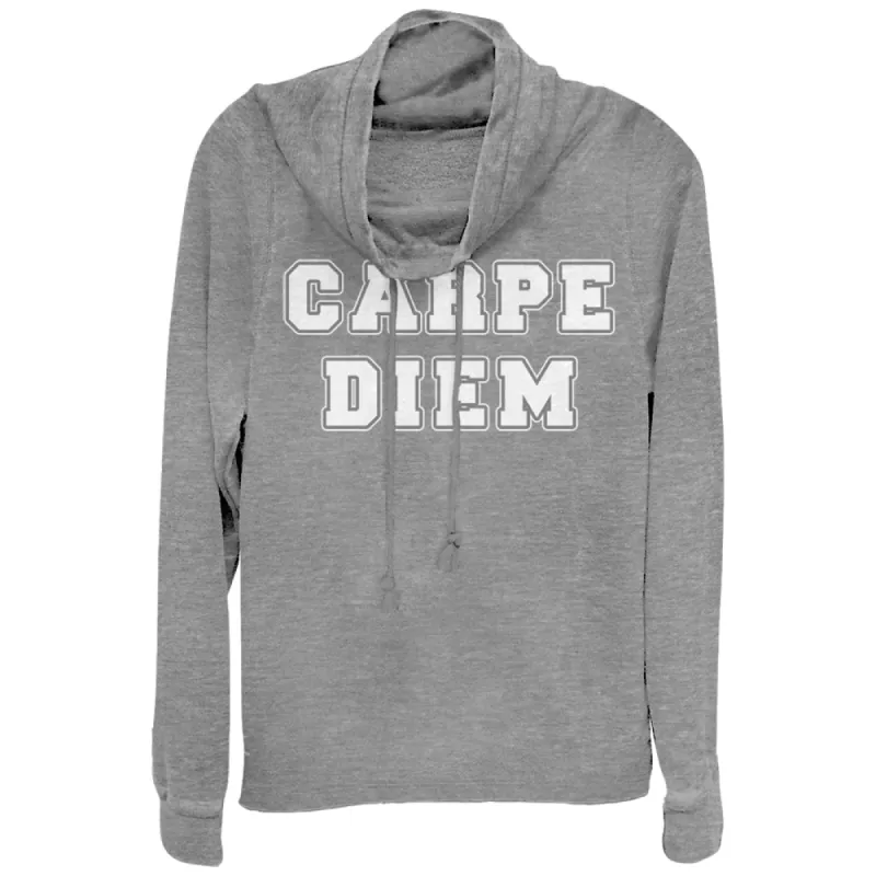 Junior's CHIN UP Carpe Diem Motto Cowl Neck Sweatshirt sold by Chin Up Apparel