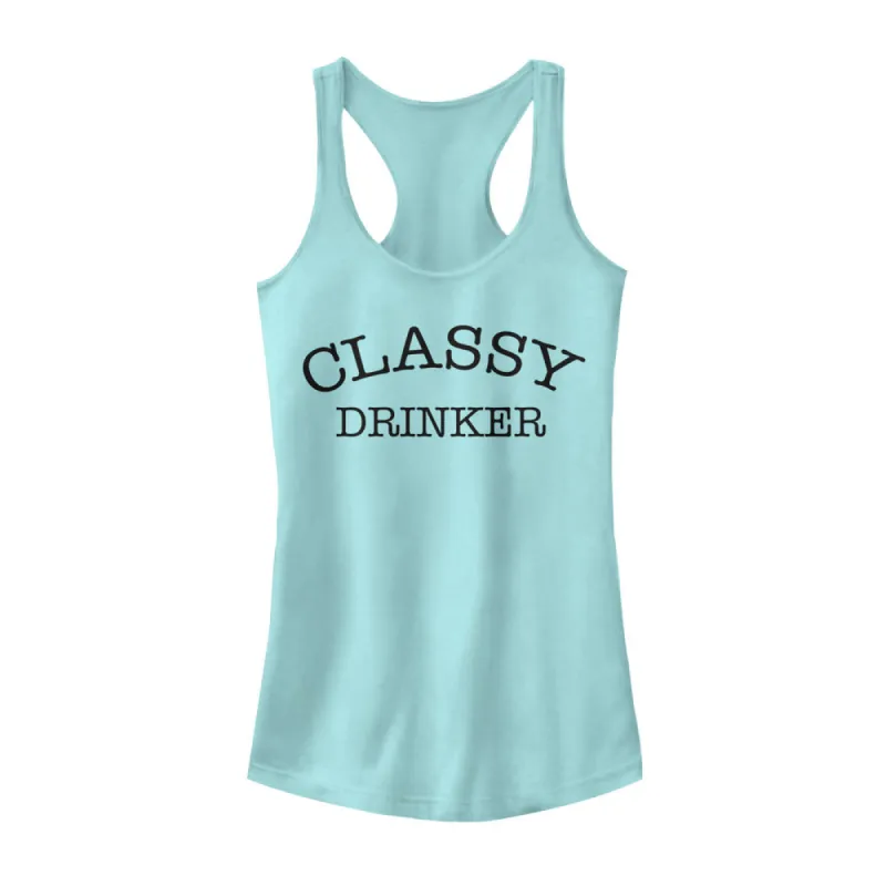 Junior's CHIN UP Classy Drinker Racerback Tank Top sold by Chin Up Apparel