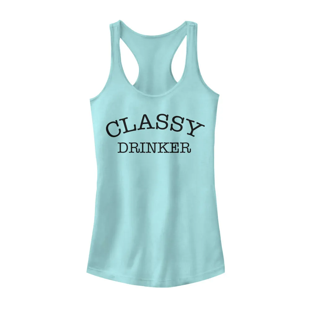 Junior's CHIN UP Classy Drinker Racerback Tank Top sold by Chin Up Apparel