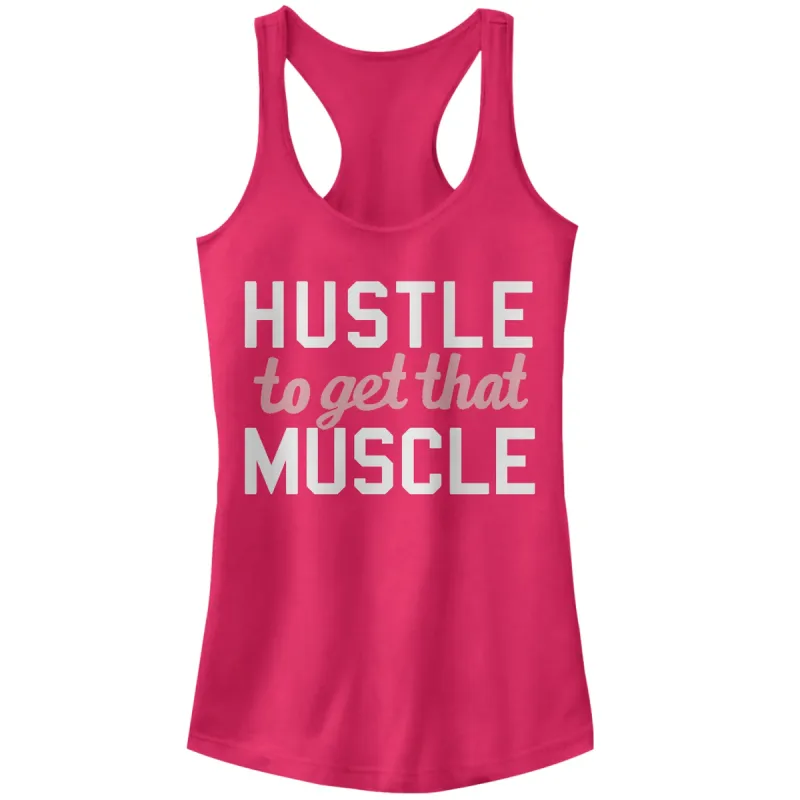 Junior's CHIN UP Hustle to Get Muscle Racerback Tank Top sold by Chin Up Apparel