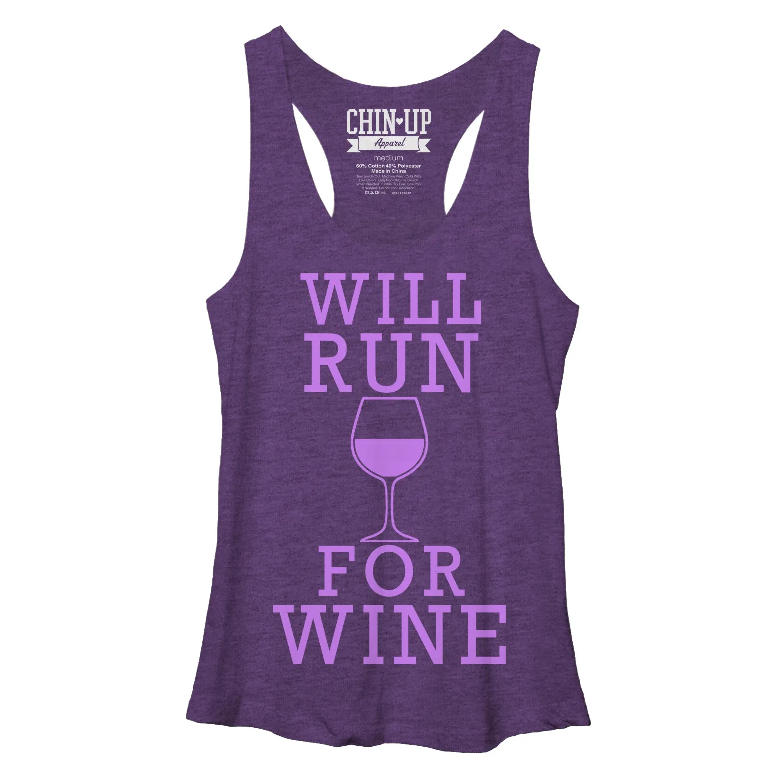 Women's CHIN UP Will Run For Wine Racerback Tank Top sold by Chin Up Apparel