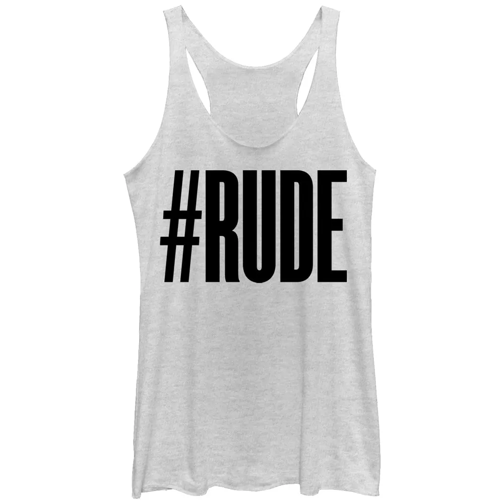 Women's CHIN UP Hashtag Rude Racerback Tank Top sold by Chin Up Apparel