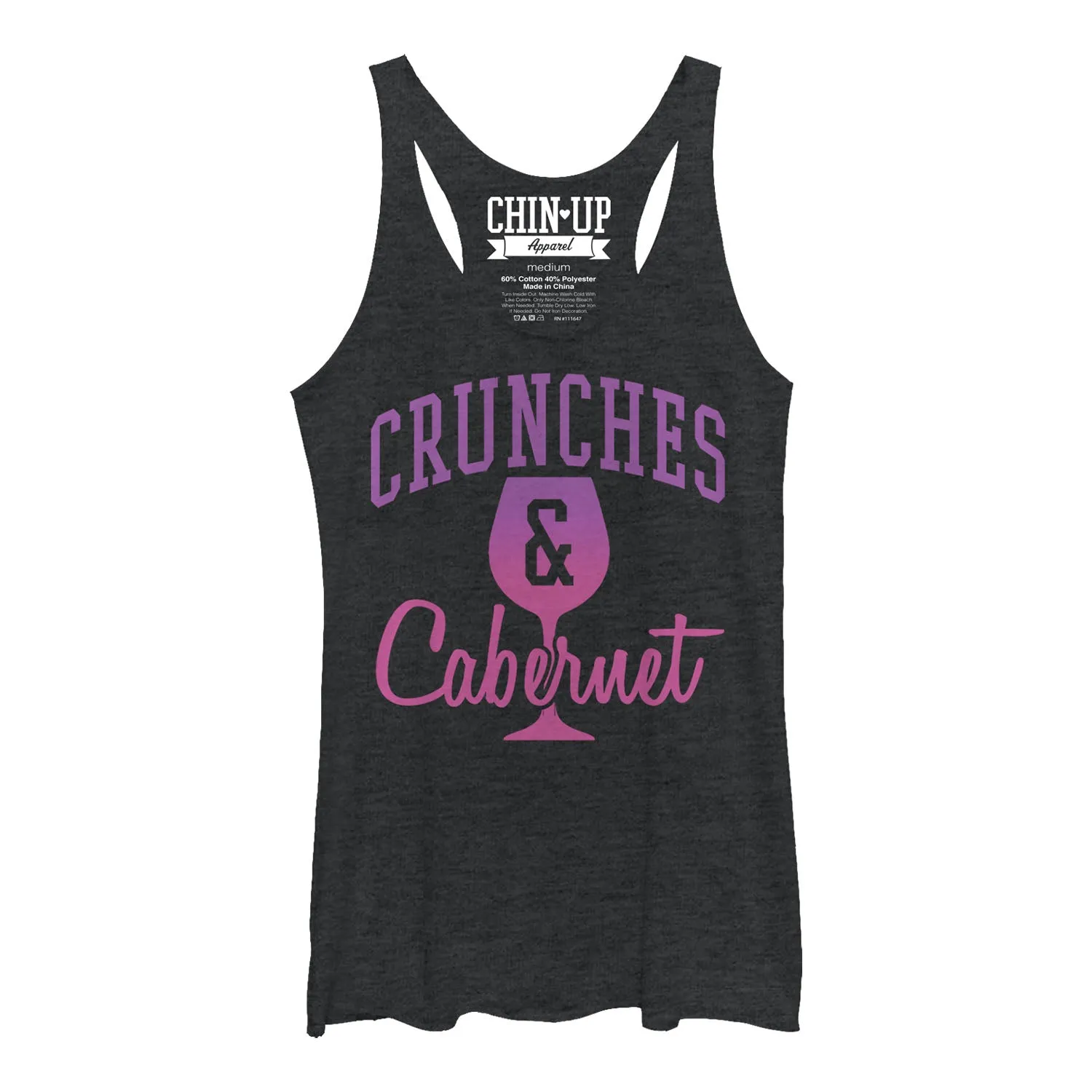 Women's CHIN UP Crunches and Cabernet Racerback Tank Top sold by Chin Up Apparel