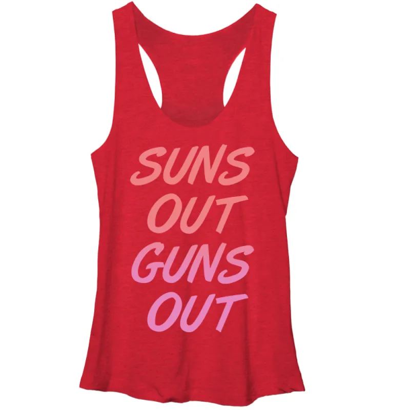 Women's CHIN UP Sun's Out Guns Out Racerback Tank Top sold by Chin Up Apparel