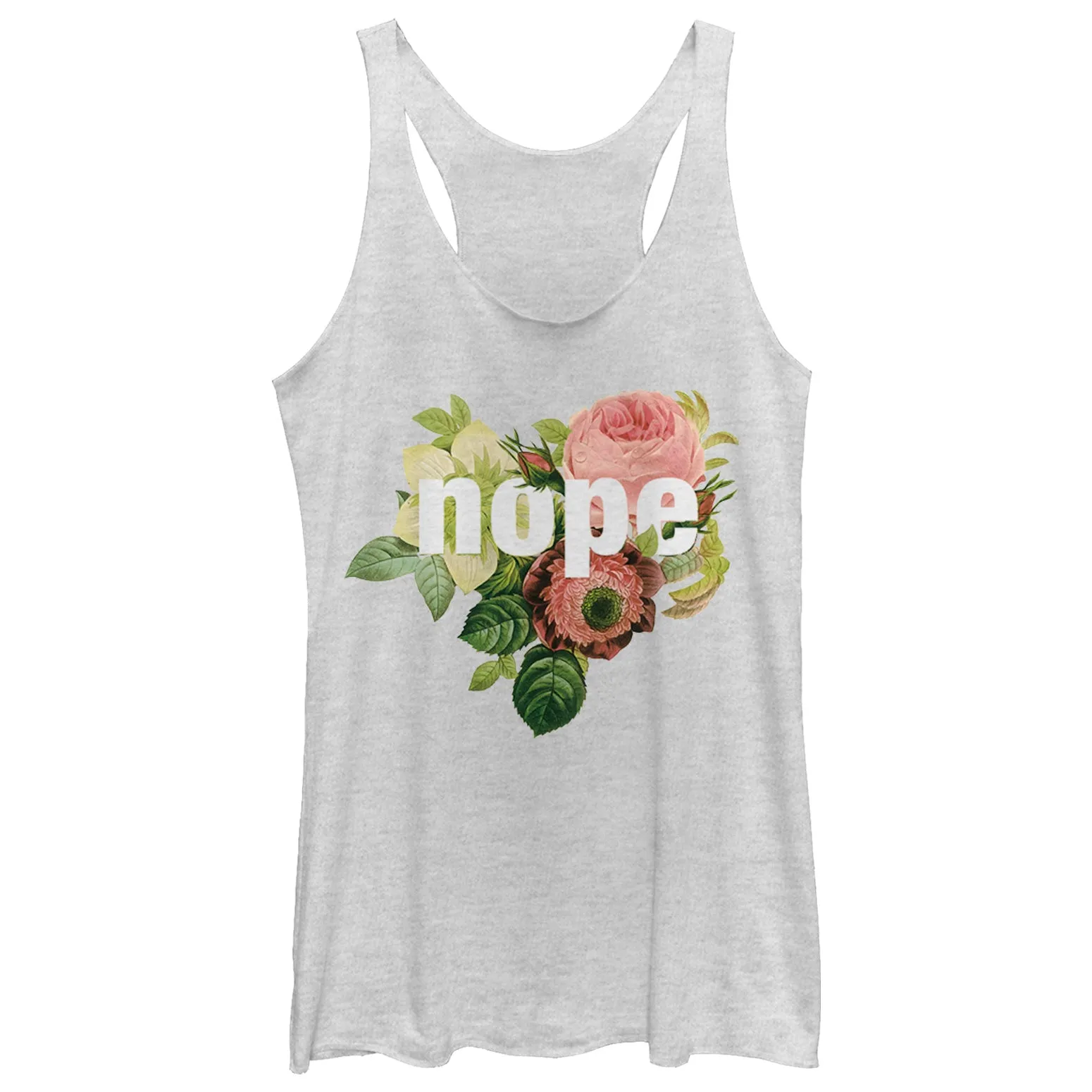 Women's CHIN UP Nope Flowers Racerback Tank Top sold by Chin Up Apparel