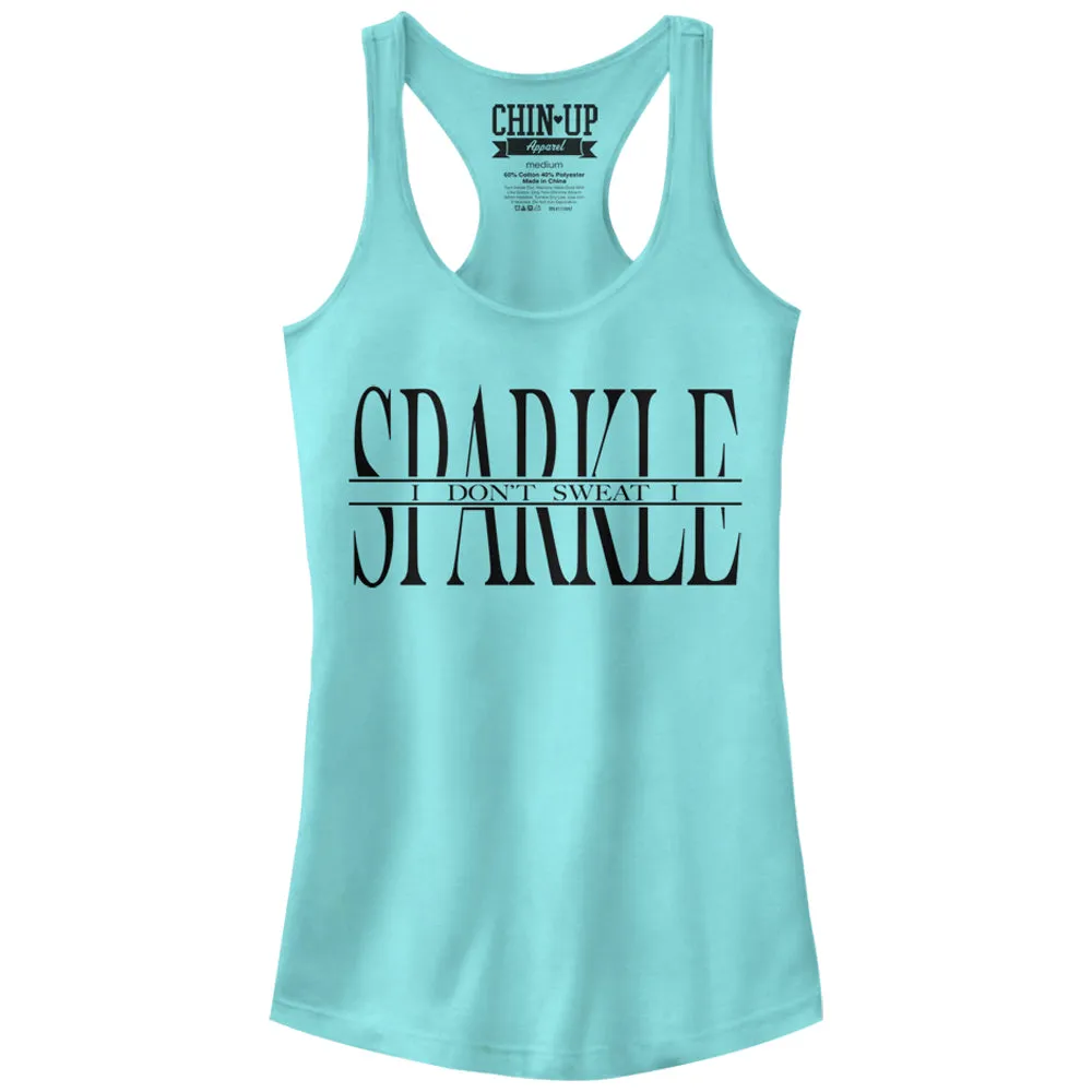 Junior's CHIN UP Sweat Sparkle Racerback Tank Top sold by Chin Up Apparel