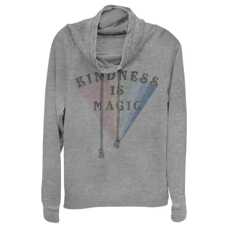 Junior's CHIN UP Kindness is Magic Rainbow Cowl Neck Sweatshirt sold by Chin Up Apparel