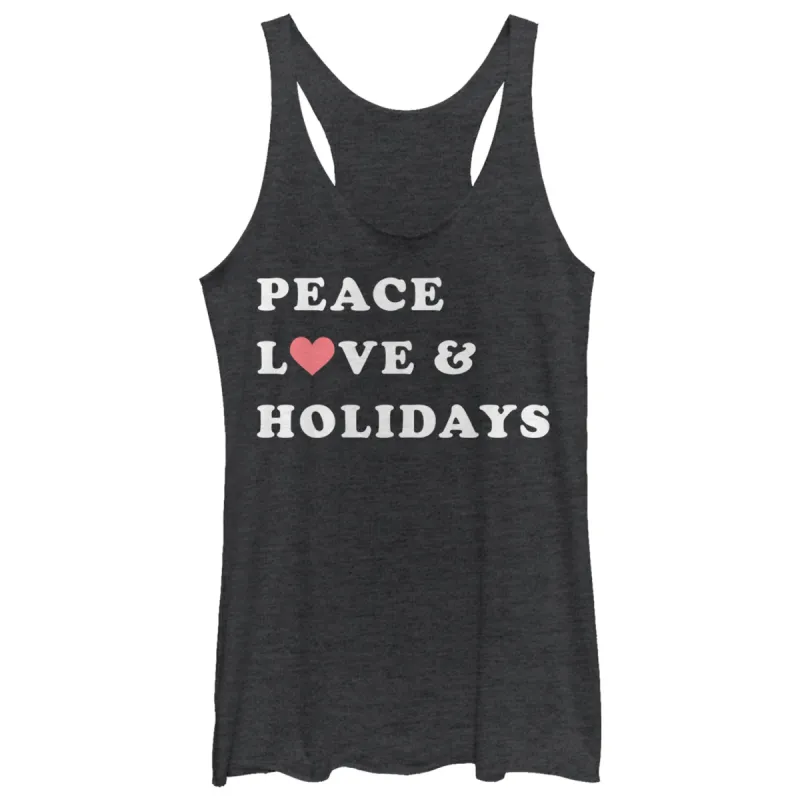 Women's CHIN UP Christmas Peace & Love Racerback Tank Top sold by Chin Up Apparel