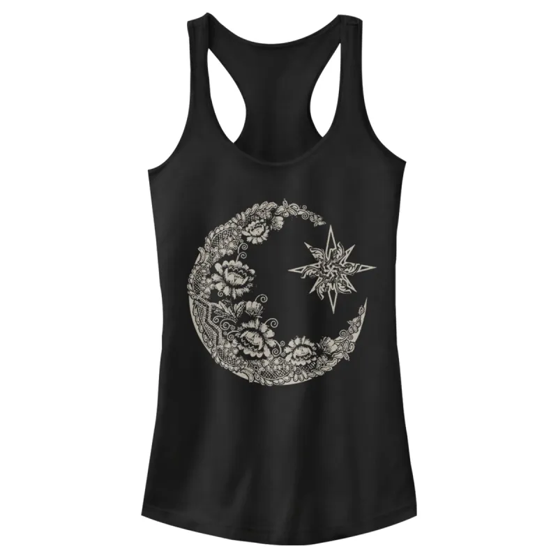 Junior's CHIN UP Lace Print Moon Racerback Tank Top sold by Chin Up Apparel