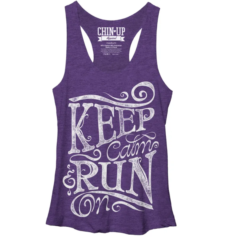 Women's CHIN UP Keep Calm and Run Racerback Tank Top sold by Chin Up Apparel